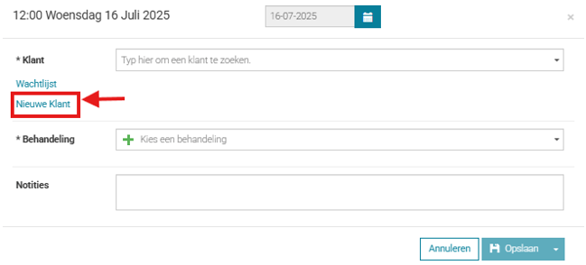 nieuwe klant afspraak