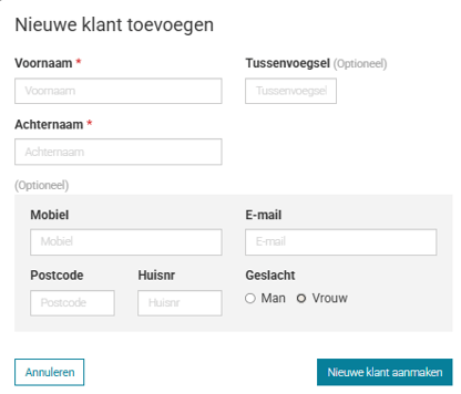 nieuwe klant toevoegen