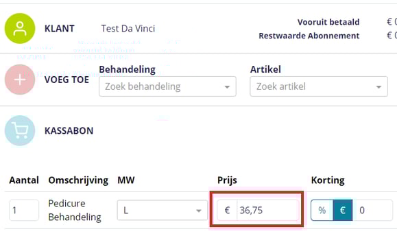 prijs wijzigen in de kassa