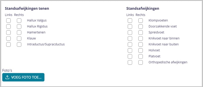 voetenkaart standsafwijkingen